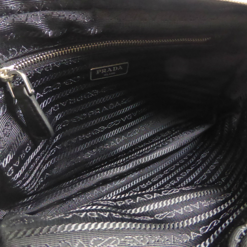 Prada Lacca Grommet Perforated Chain Shoulder Bag Black - Picture 10 of 10
